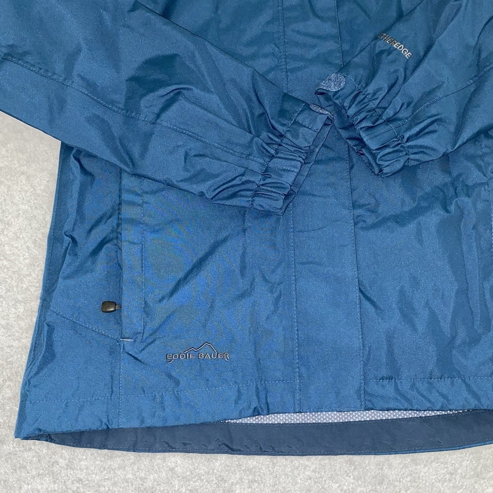 Eddie Bauer WeatherEdge Rain Jacket Womens XS Blue Hooded Waterproof Windbreaker - Picture 2 of 16